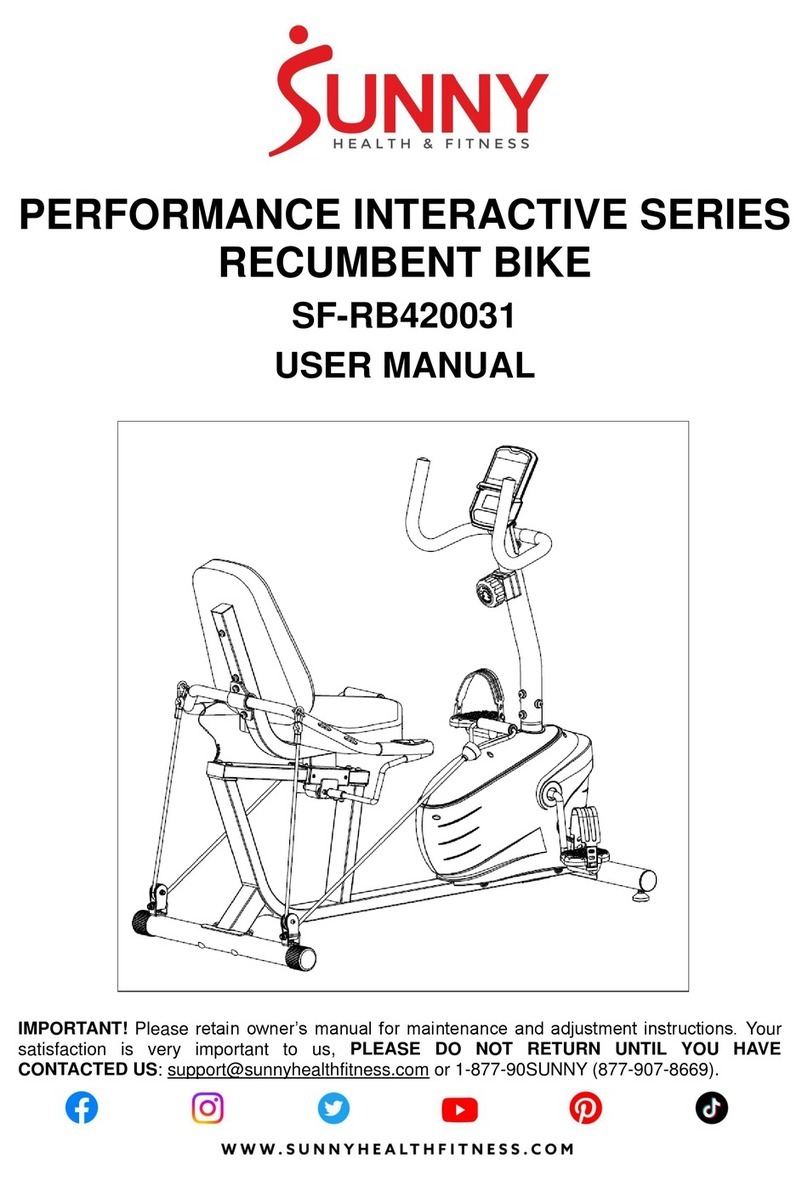 Sunny Health & Fitness PERFORMANCE INTERACTIVE Series User manual