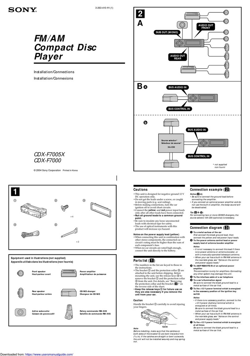 Sony CDX-F7000 - Fm/am Compact Disc Player Installation/connections