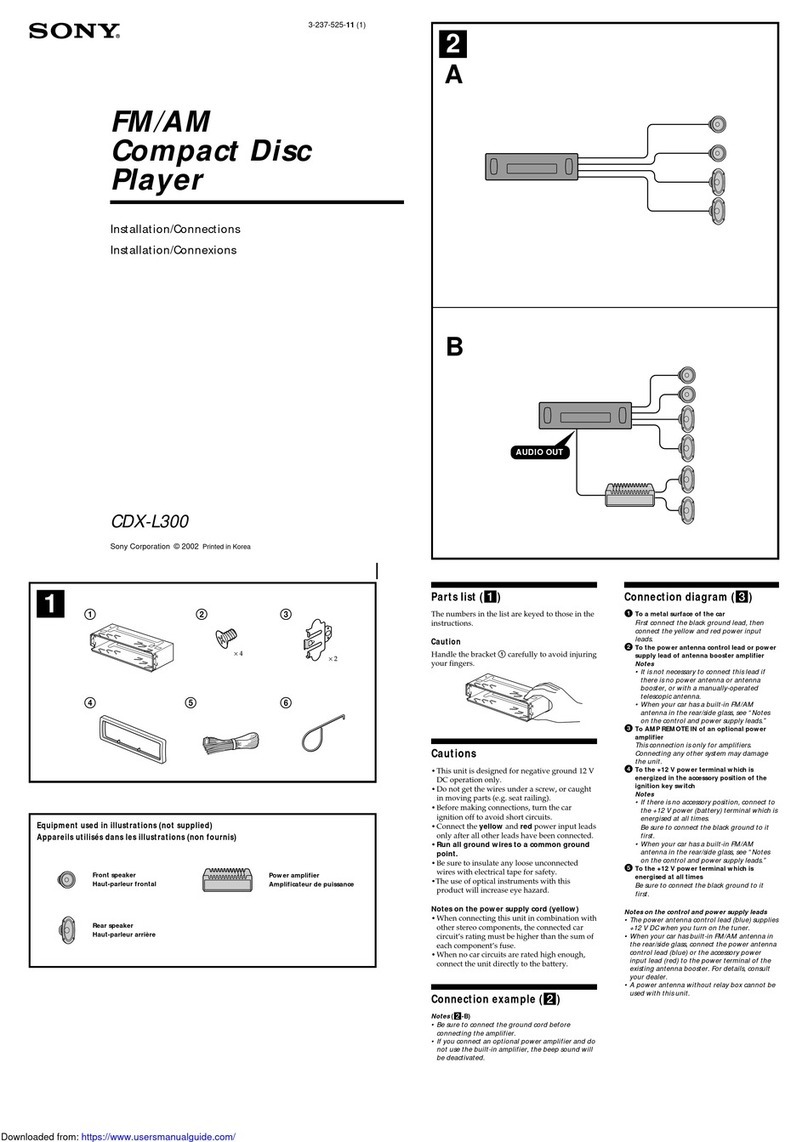Sony CDX-L300 Installation/Connection Installation/connections
