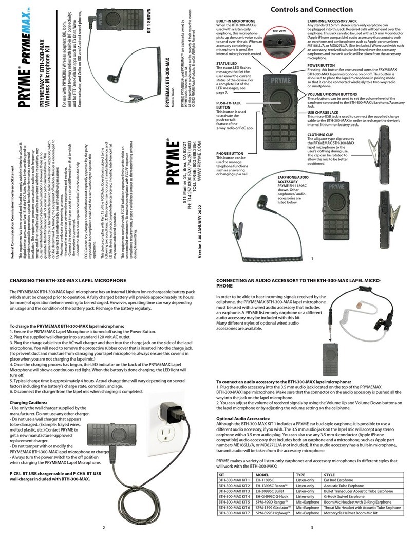 PRYME PRYMEMAX BTH-300-MAX KIT 1 instructions