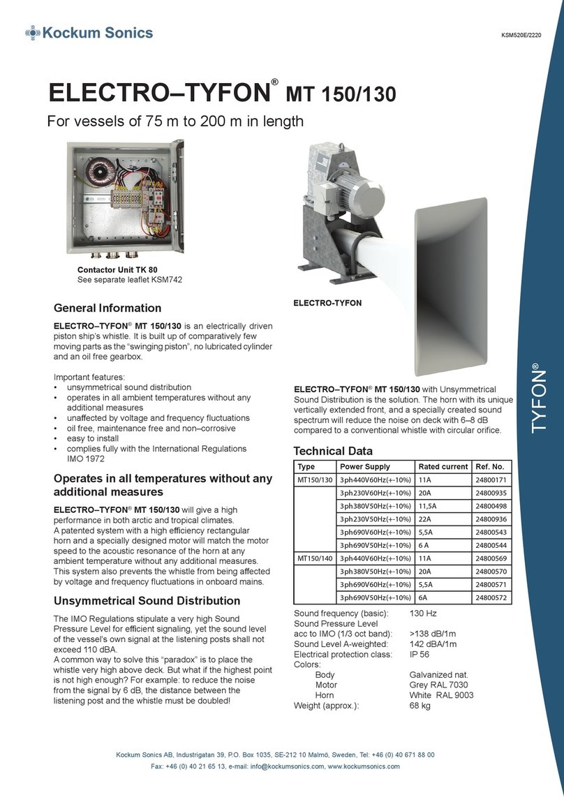 Kockum Sonics ELECTRO-TYFON MT 150/130 installation manual