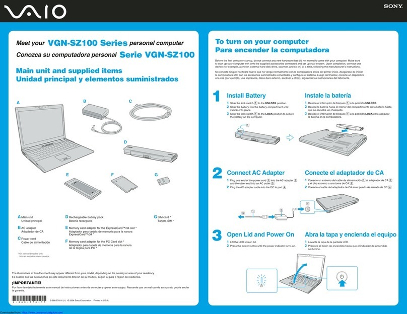 Sony VAIO VGN-SZ100 Series User manual