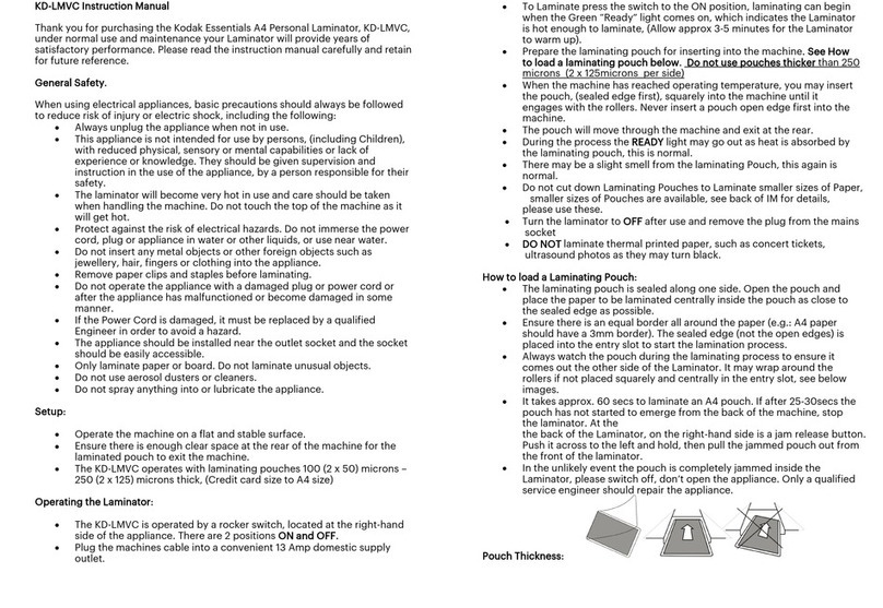 Kodak KD-LMVC instructions