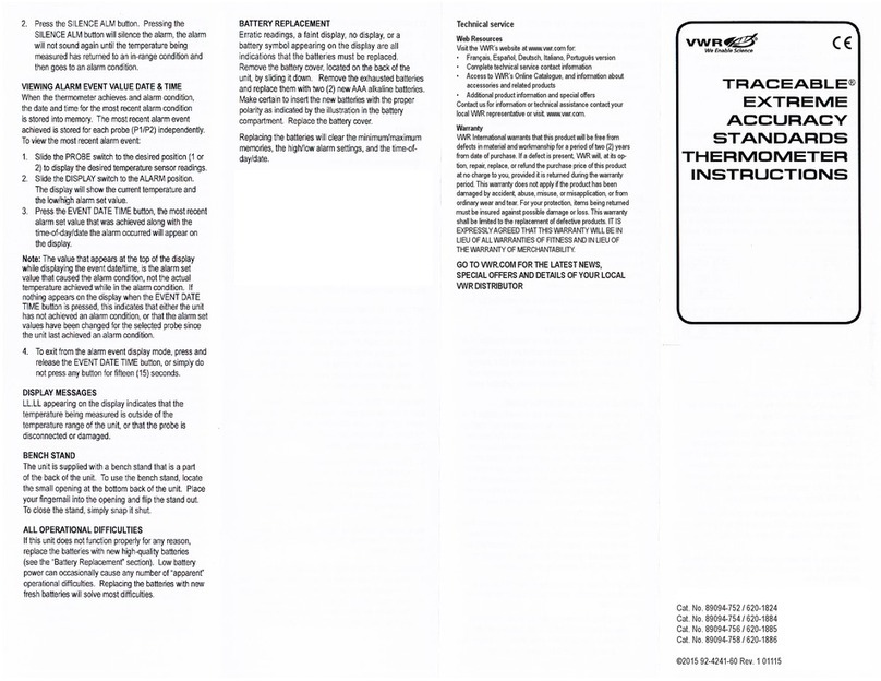 VWR TRACEABLE 89094-752/620-1824 instructions