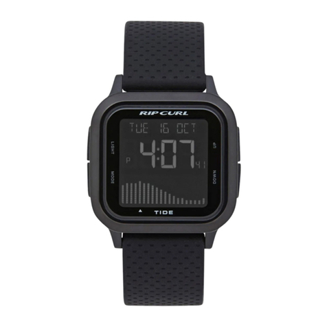 Rip curl FUNCTION. PRE-PROGRAMMED TIDE WITH SPOT-X AVERAGING TIDE, TIMER, CHRONOGRAPH, ALARM, LIGHT, DST, POWER... User manual