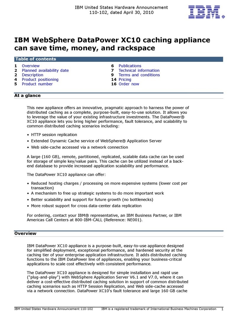IBM WebSphere DataPower XC10 User manual IBM WebSphere DataPower XC10 User manual