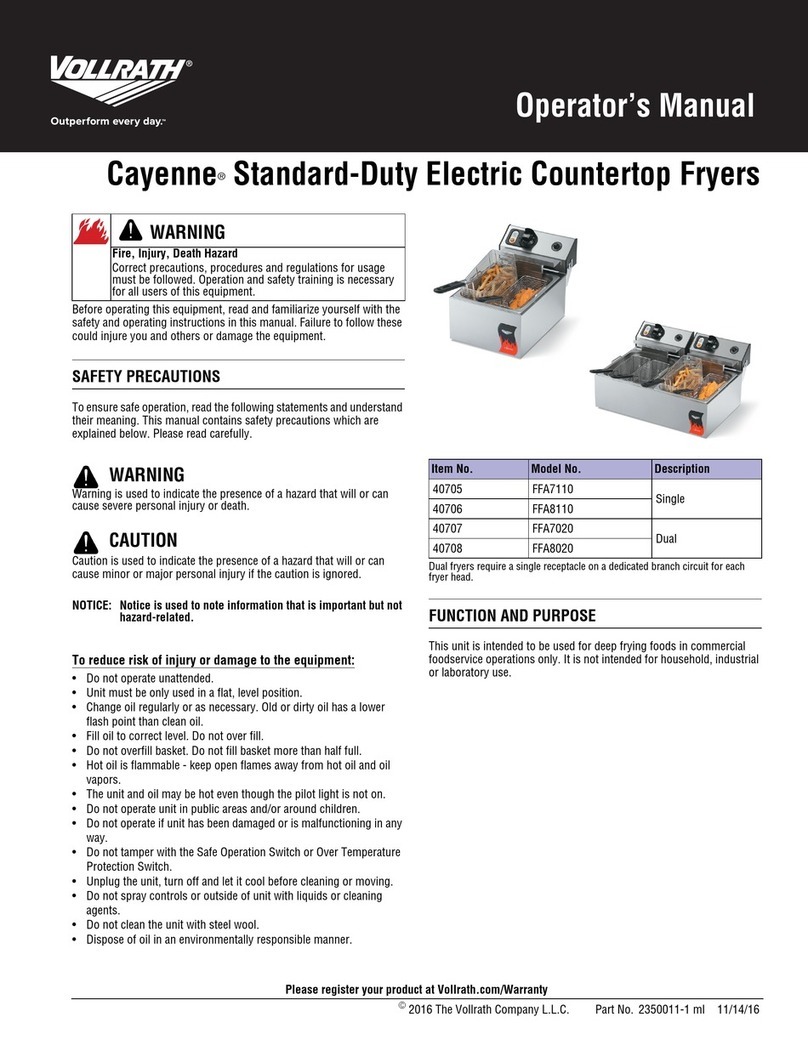 Vollrath Cayenne FFA7110 Operator's manual Vollrath Cayenne FFA7110 Operator's manual