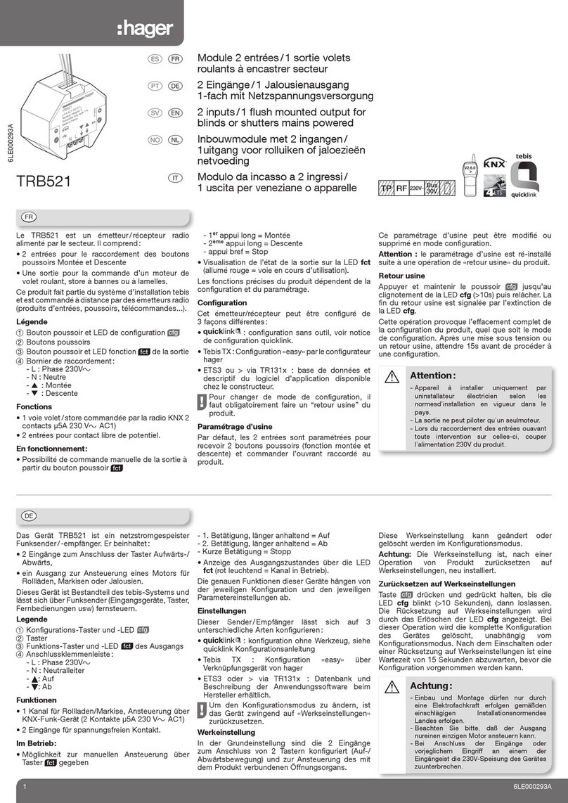 hager TRB521 manual