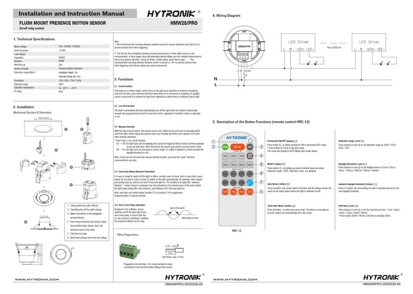 Hytronik HMW28/PRO Quick guide