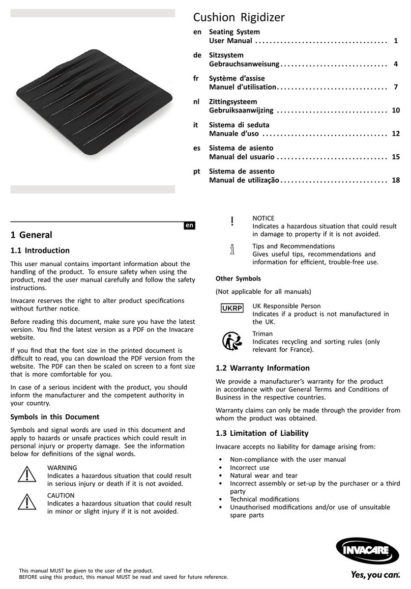 Invacare Cushion Rigidizer User manual