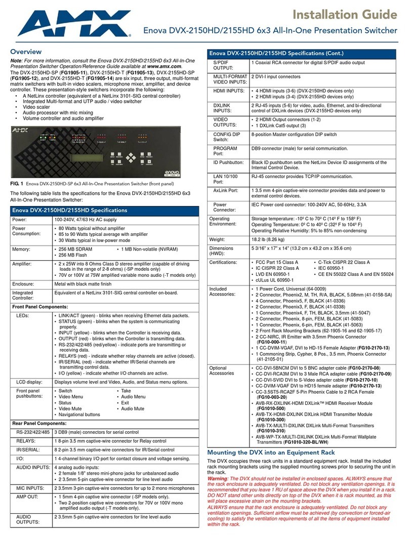 AMX Enova DVX-2150HD User manual