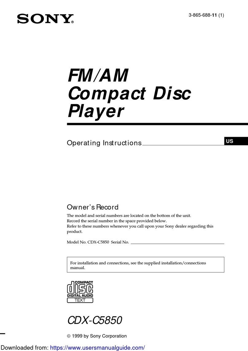 Sony CDX-C5850 - Fm/am Compact Disc Player User manual