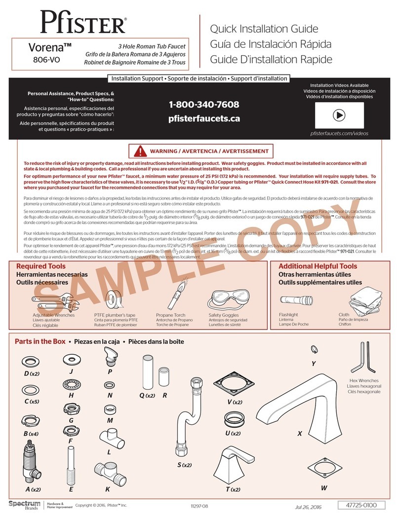 Spectrum Brands Pfister Vorena 806-VO User manual