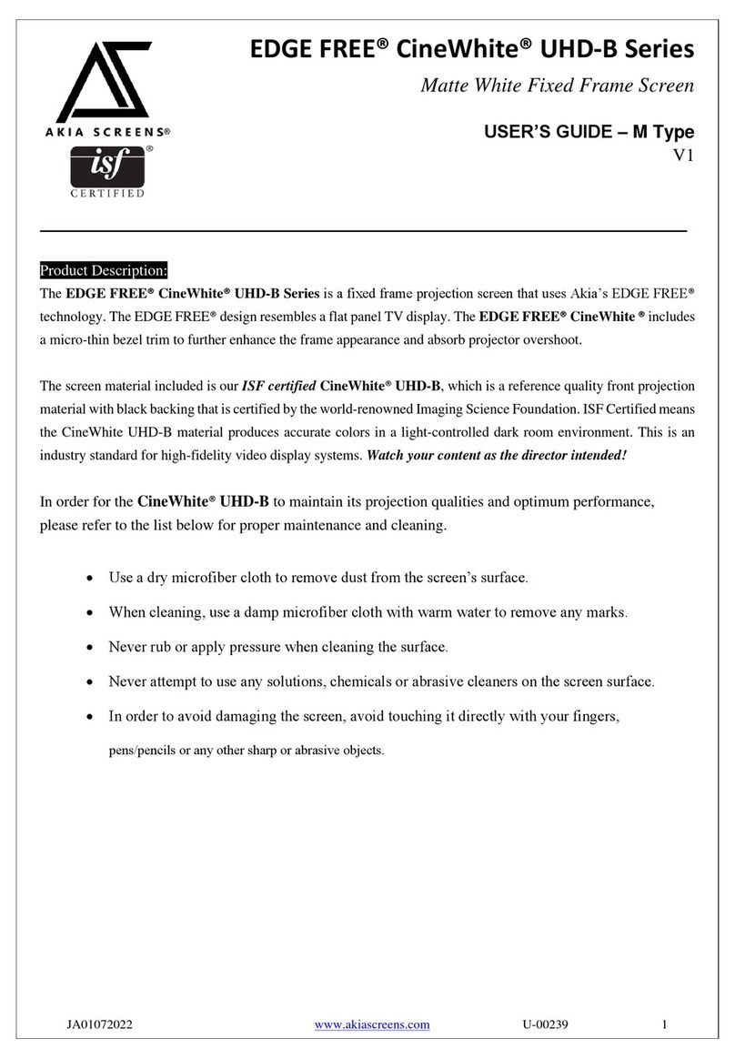 Akia Screens EDGE FREE CineWhite UHD-B Series User manual