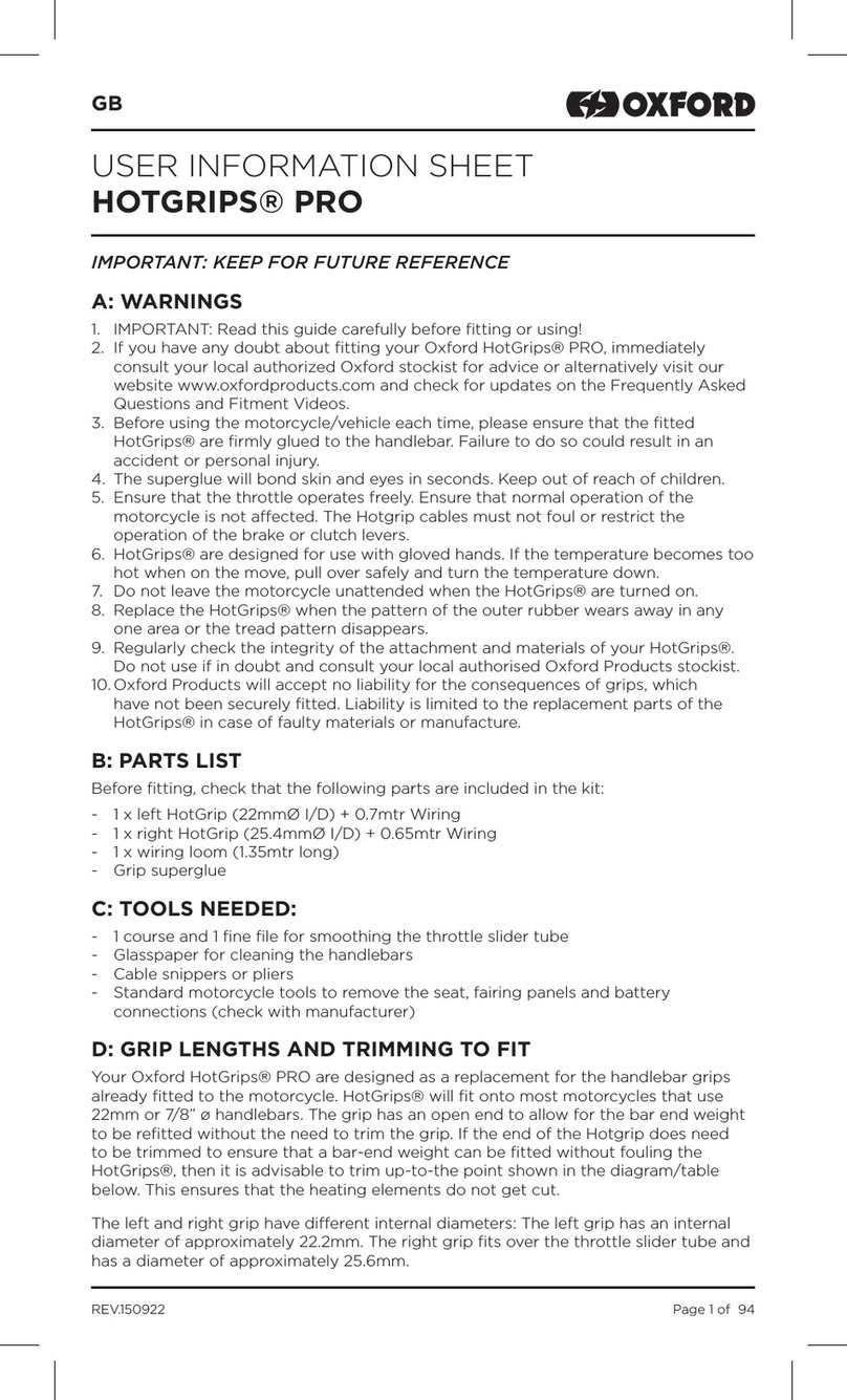 Oxford HOTGRIPS PRO Adventure Operation manual Oxford HOTGRIPS PRO Adventure Operation manual