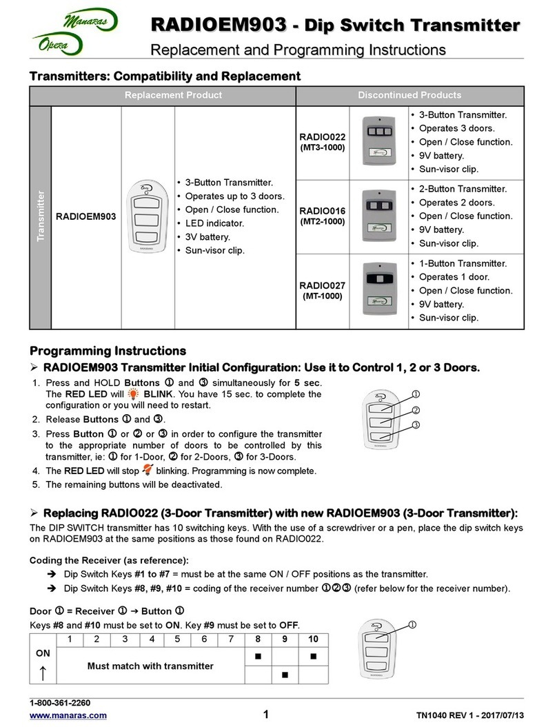 Manaras RADIOEM903 Programming instructions