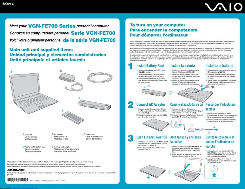 Sony VAIO VGN-FE700 Series user manual