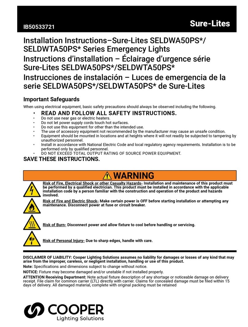 Cooper Lighting Sure-Lites SELDWA50PS Series installation instructions Cooper Lighting Sure-Lites SELDWA50PS Series installation instructions