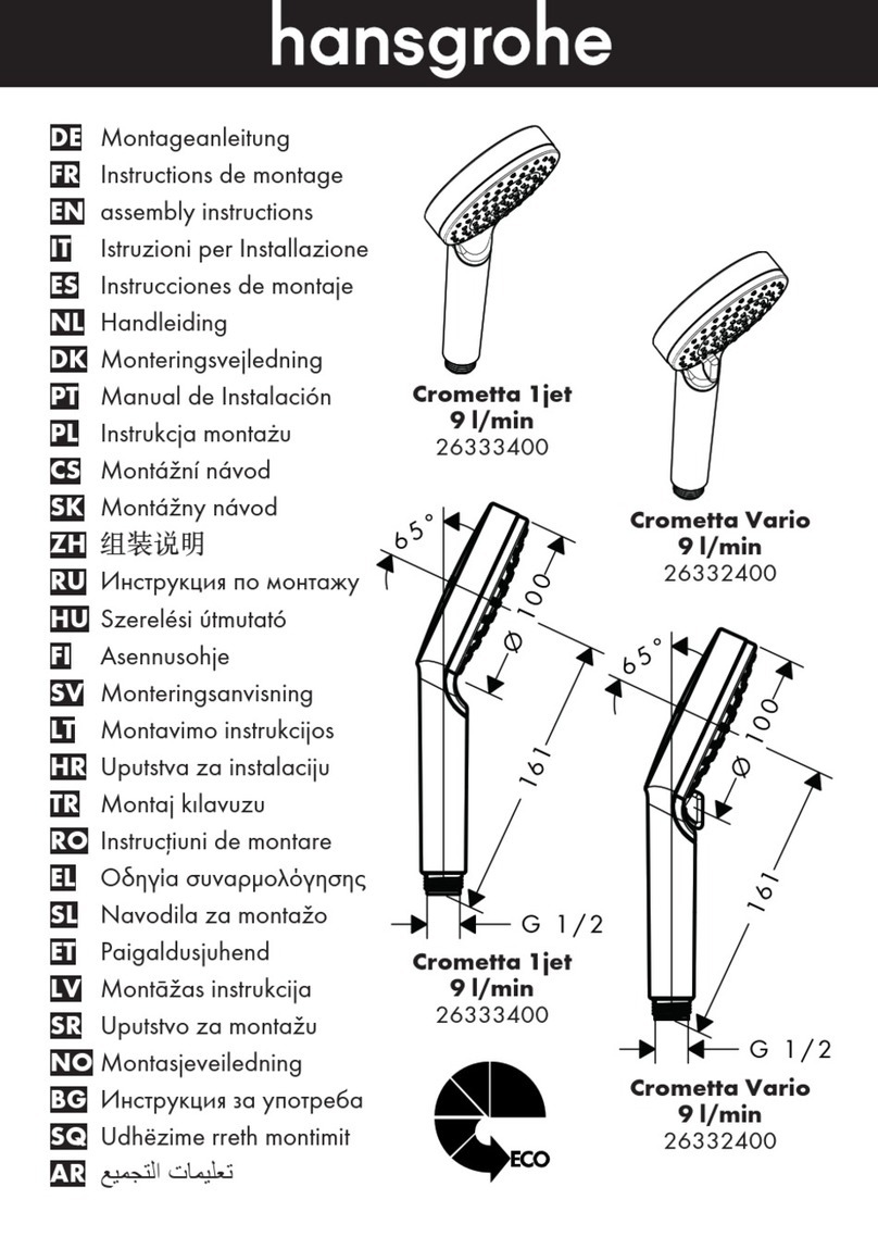 Hans Grohe Crometta 1jet 9 l/min 26333400 Assembly instructions