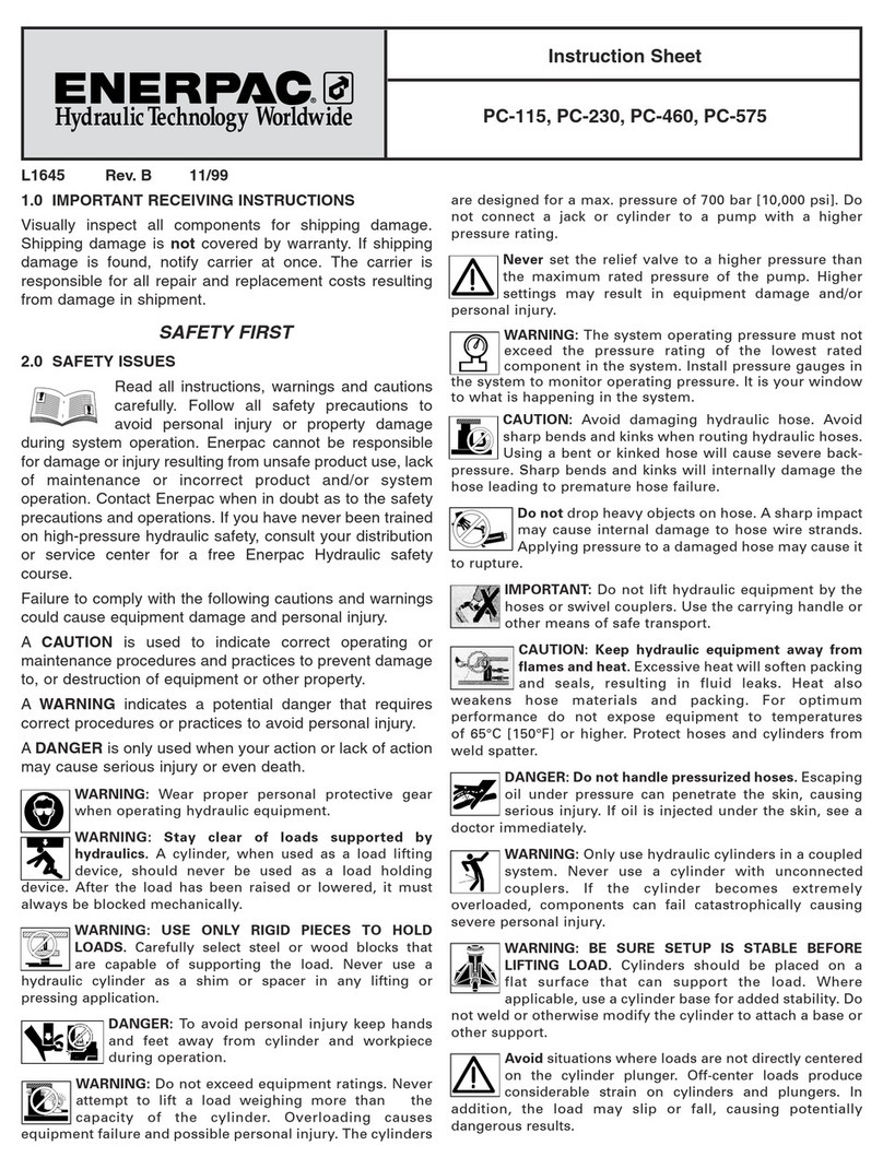 Enerpac PC-115 instruction sheet