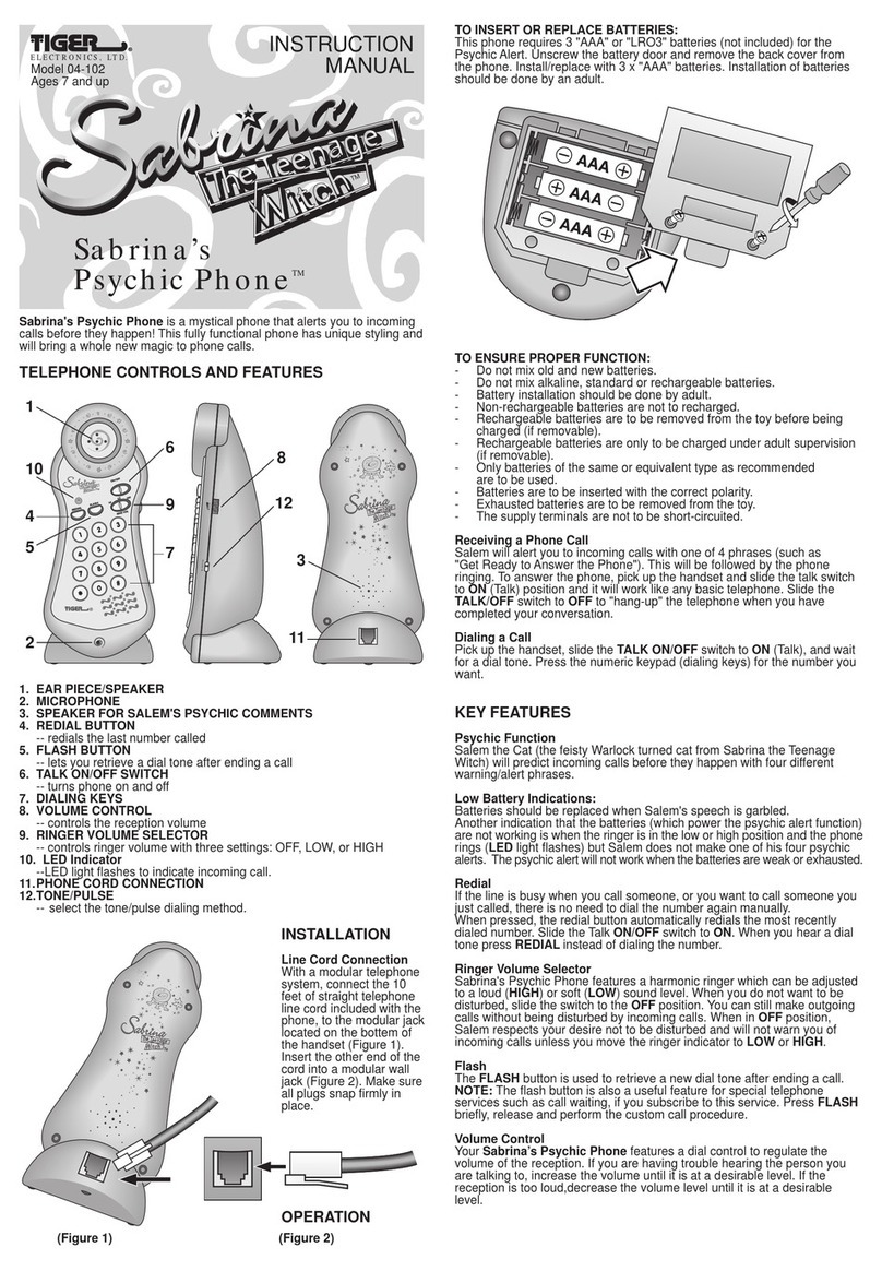 Tiger Electronics Sabrina's Psychic Phone 04-102 User manual