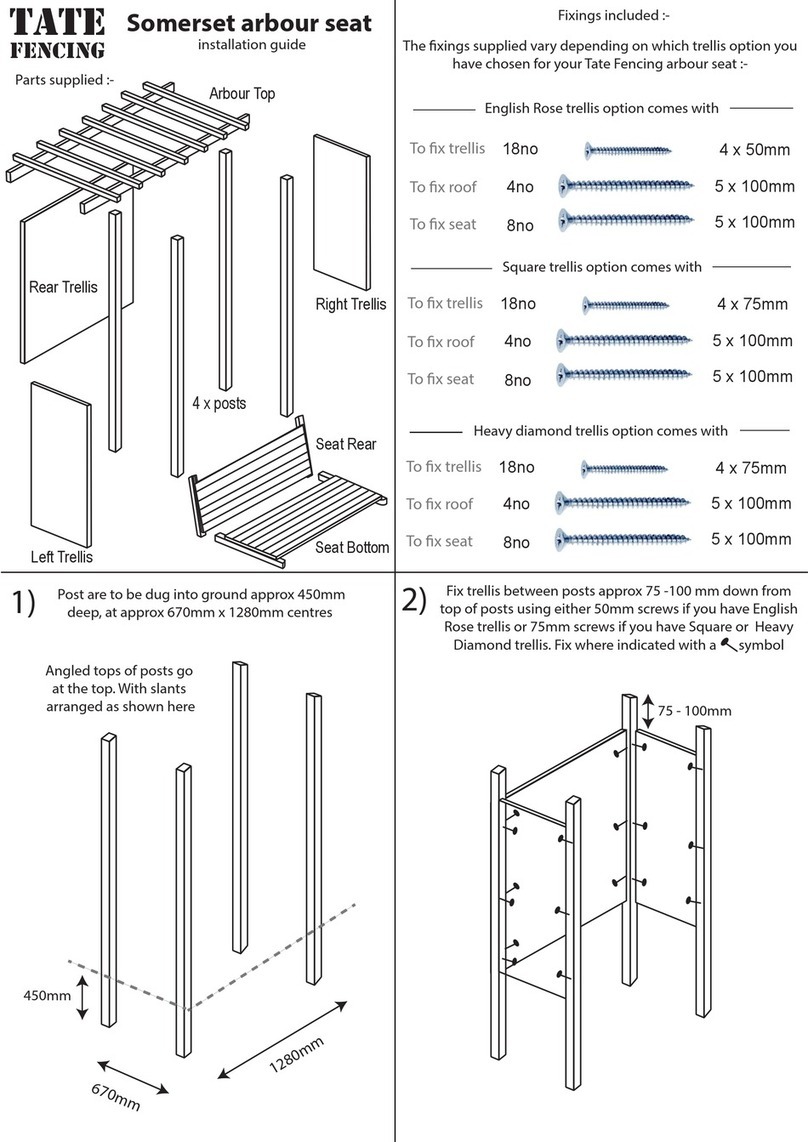 TATE FENCING Somerset arbour seat installation guide TATE FENCING Somerset arbour seat installation guide