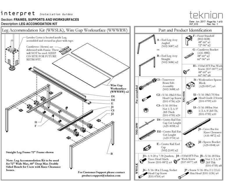 Teknion interpret Leg Accommodation Kit WWSLK Operating and maintenance instructions