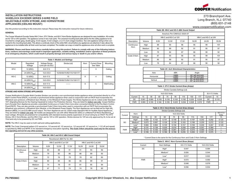 Cooper Notification ST-C installation instructions