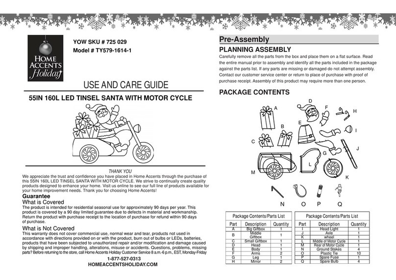 Home Accents Holiday TY579-1614-1 Use and care guide