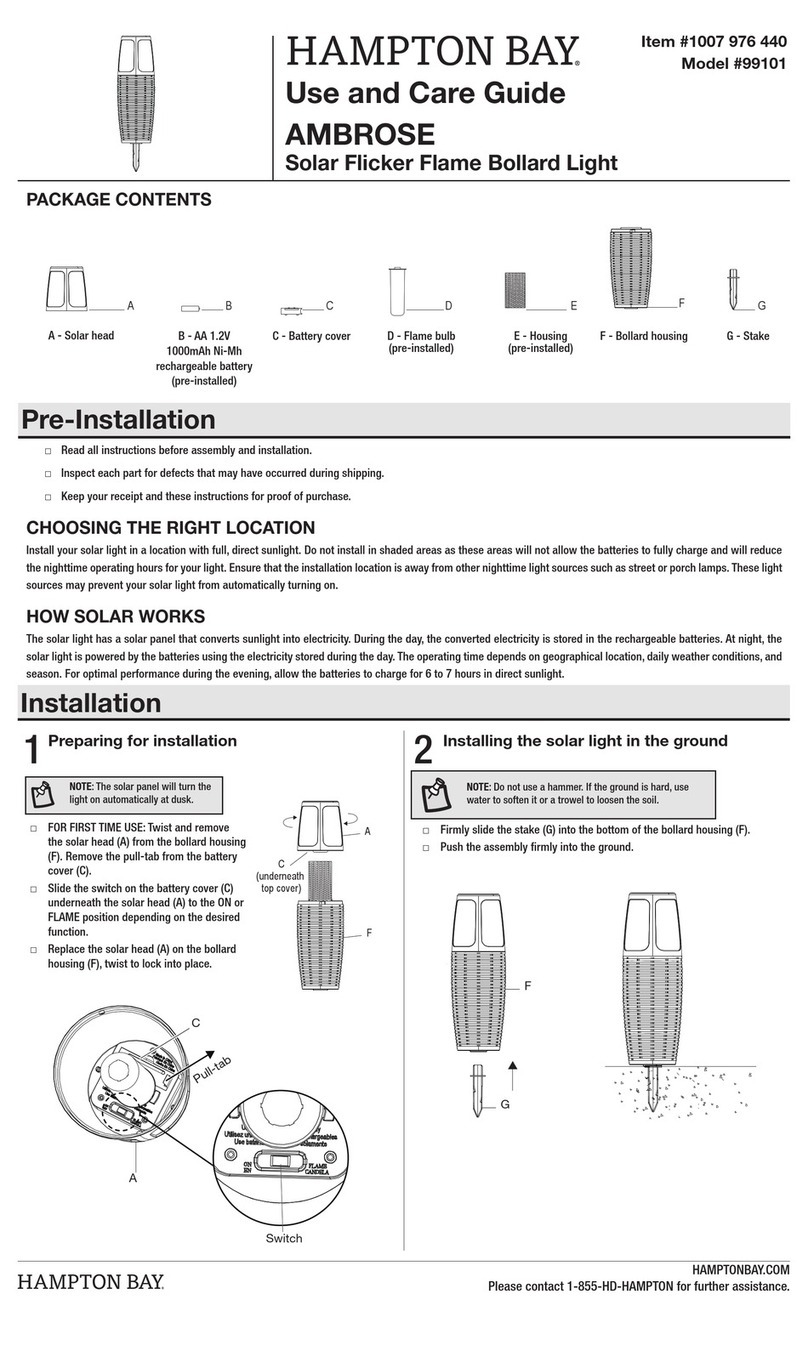 HAMPTON BAY AMBROSE 99101 Use and care guide