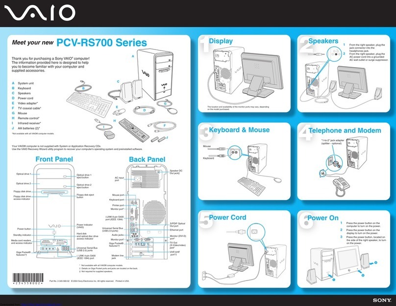 Sony PCV-RS700C - Vaio Desktop Computer User manual