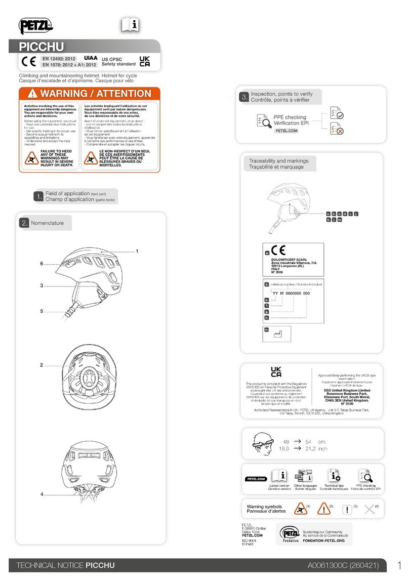 Petzl PICCHU TECHNICAL NOTICE