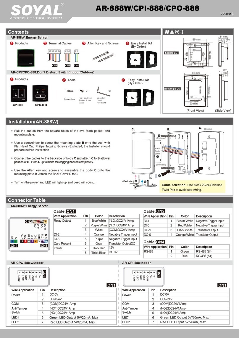 Soyal AR-888W quick start guide