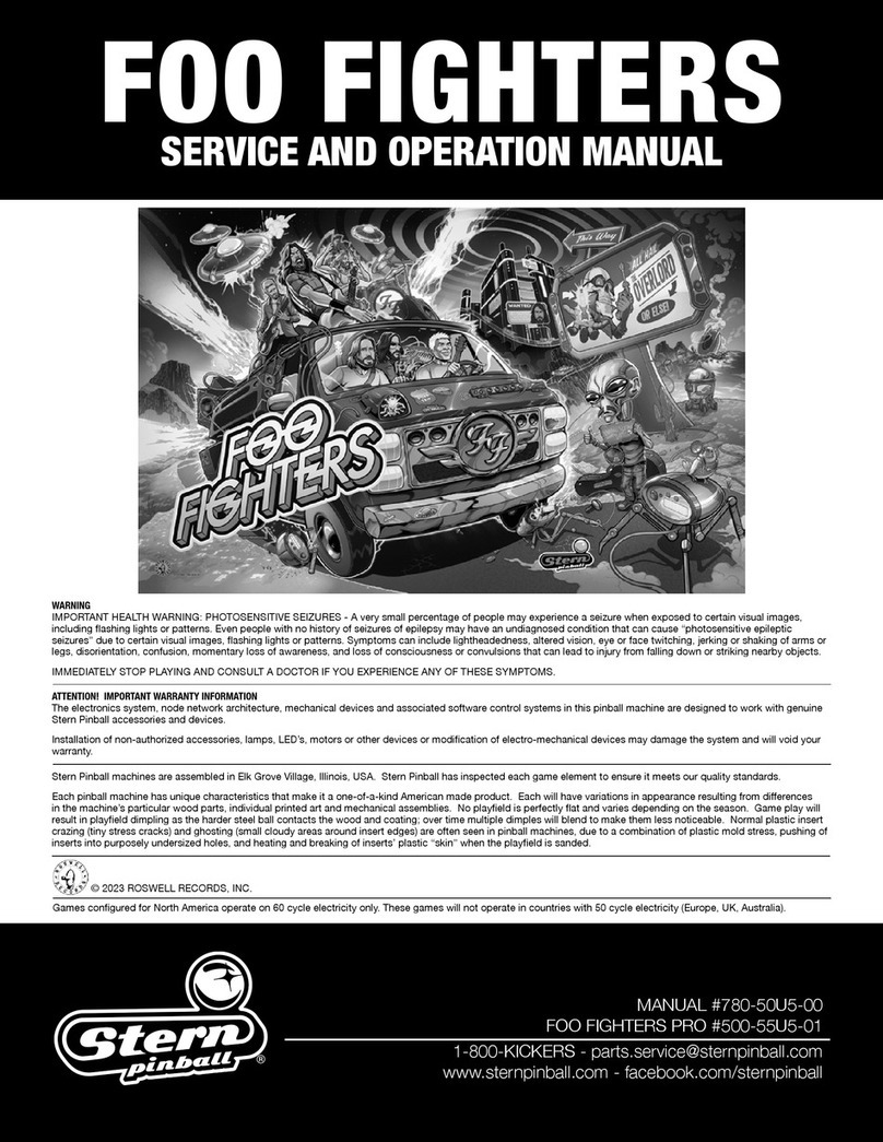 Stern Pinball FOO FIGHTERS User manual Stern Pinball FOO FIGHTERS User manual