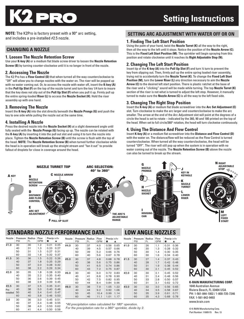 K-Rain K2Pro Setting instructions