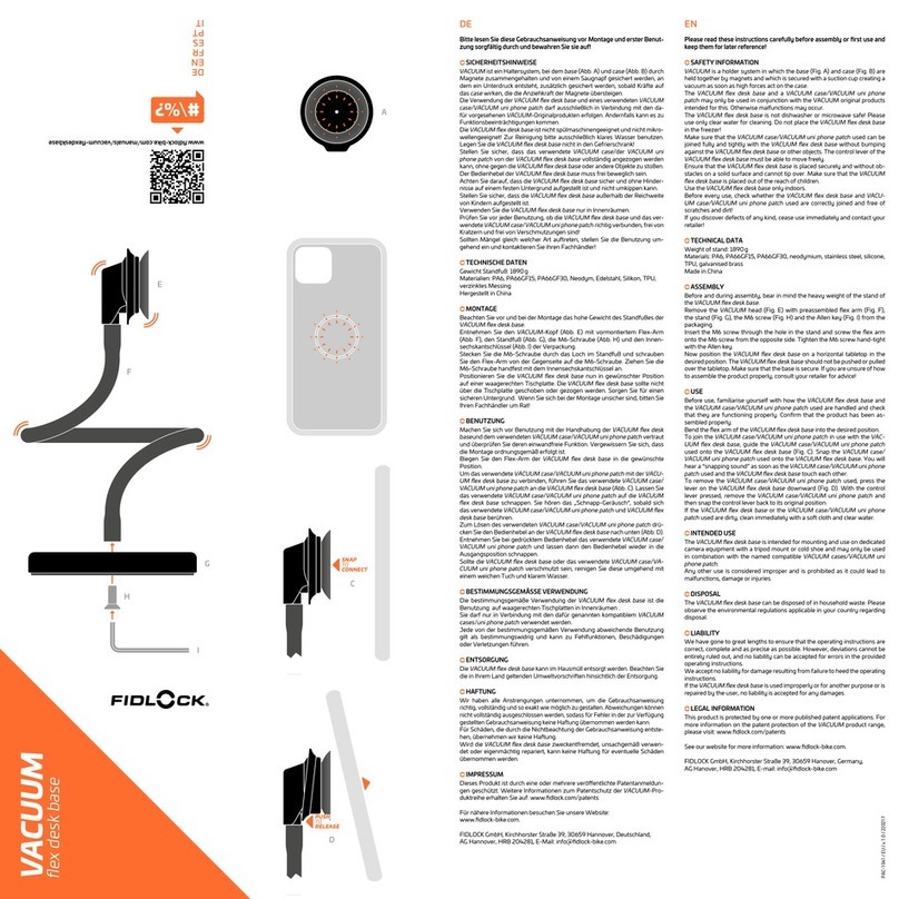Fidlock VACUUM flex desk base User manual