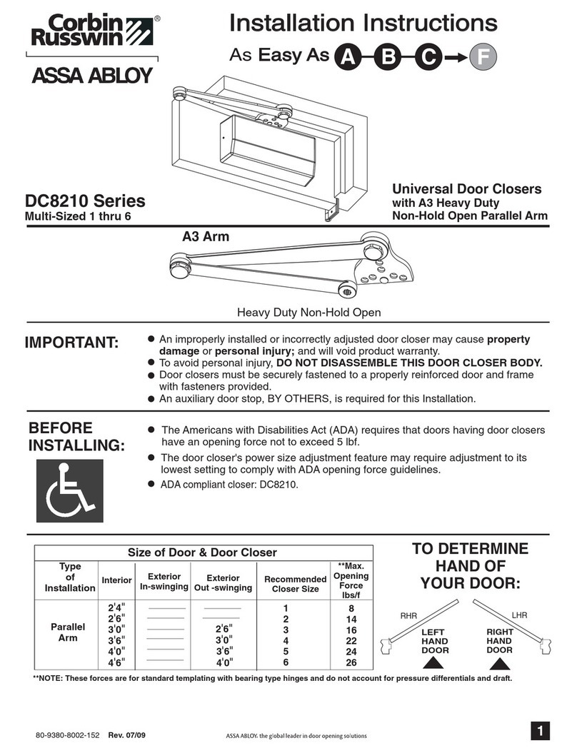 Assa Abloy Corbin Russwin DC8210 Series installation instructions