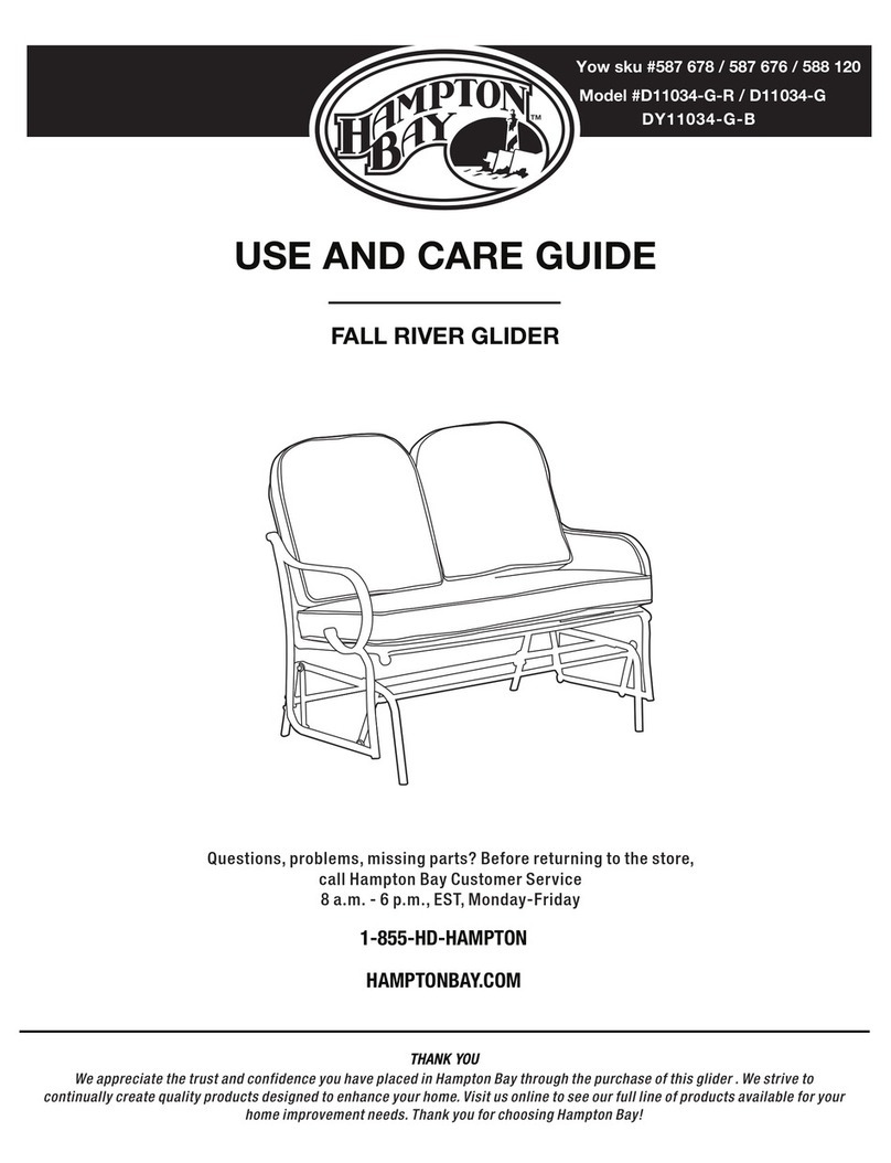 HAMPTON BAY FALL RIVER GLIDER D11034-G Use and care guide