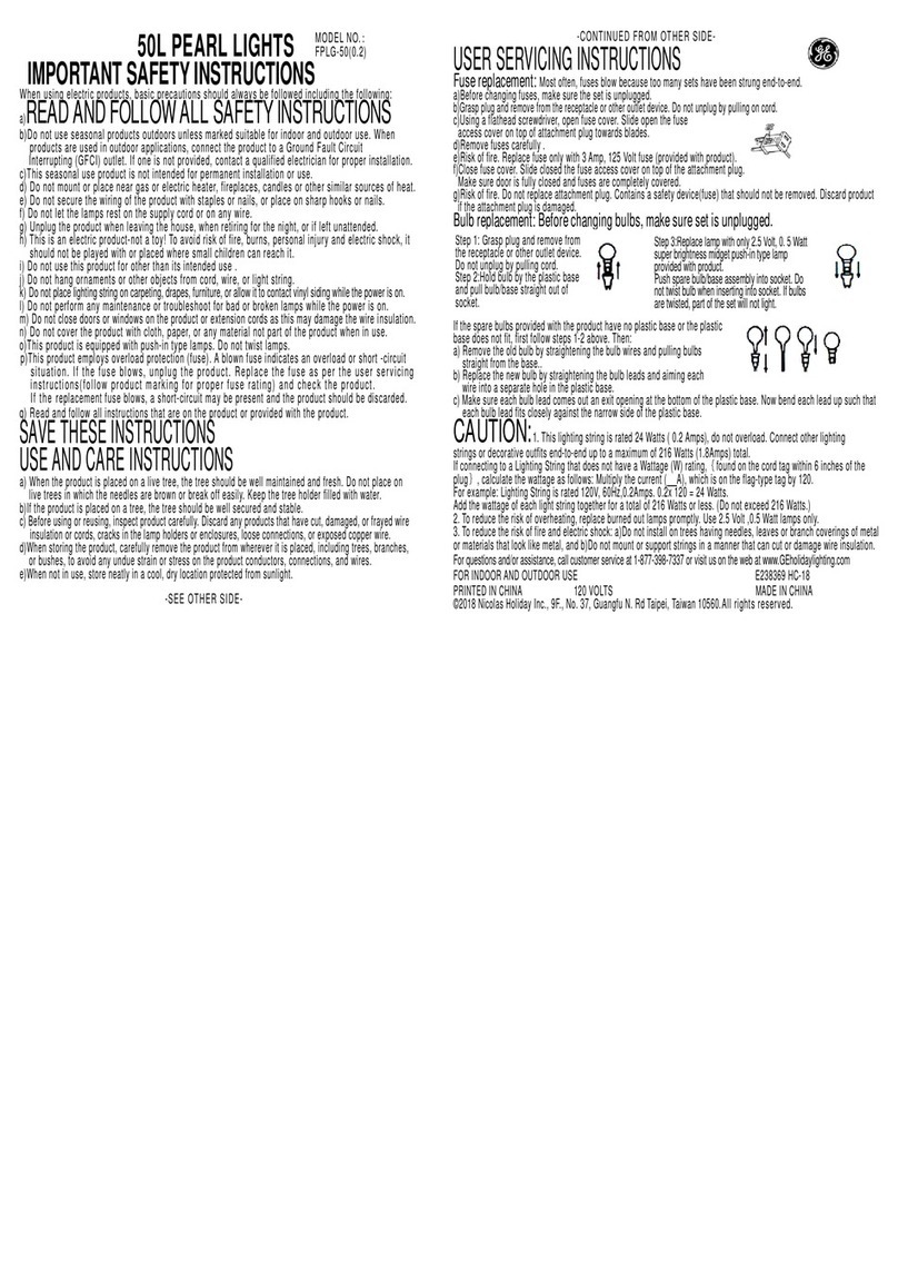 GE String-A-Long FPLG-50 Use & care guide