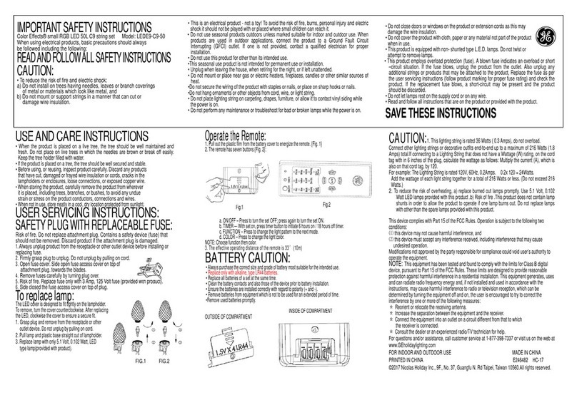 GE Color Effects LEDE9-C9-50 Use & care guide
