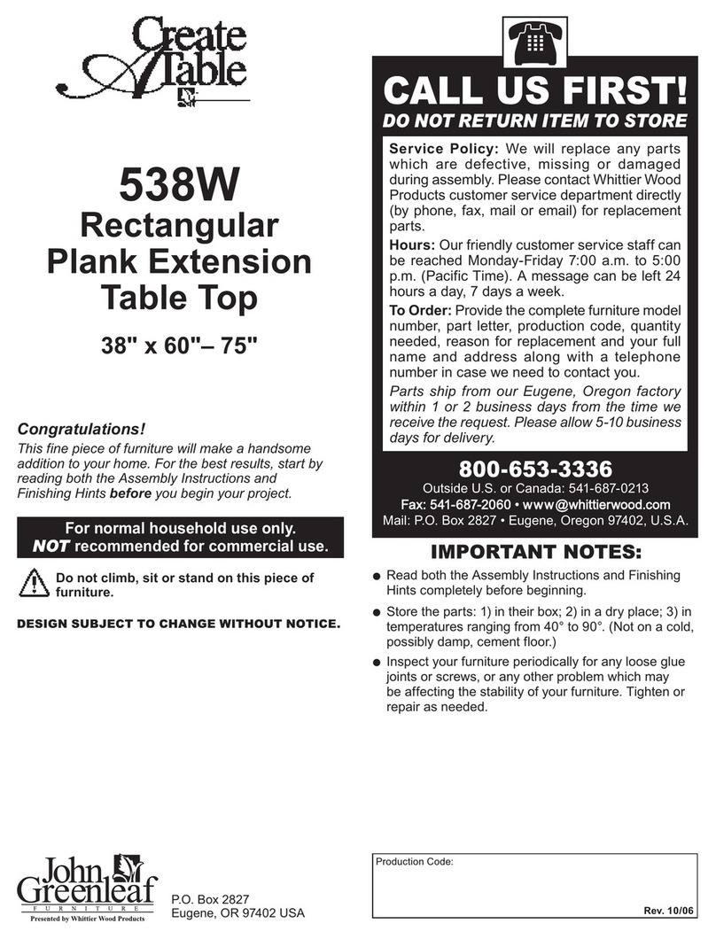 Create table 538W quick start guide