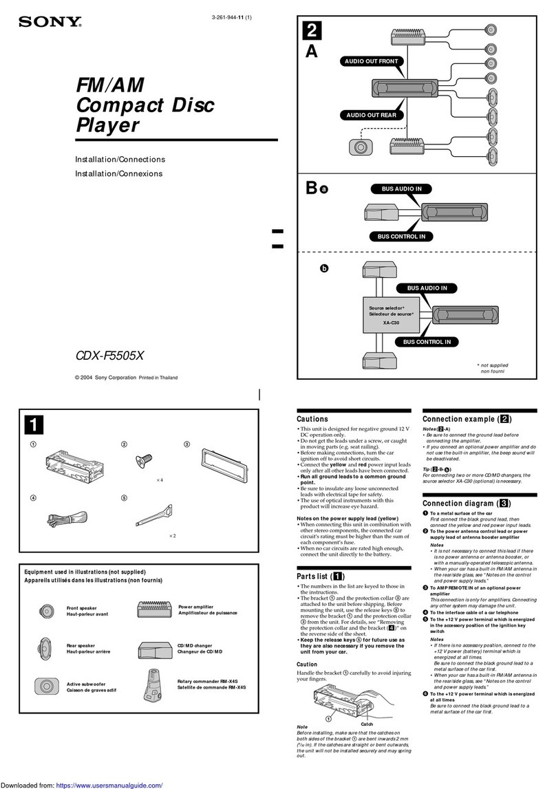 Sony CDX-F5505X - Fm/am Compact Disc Player User manual
