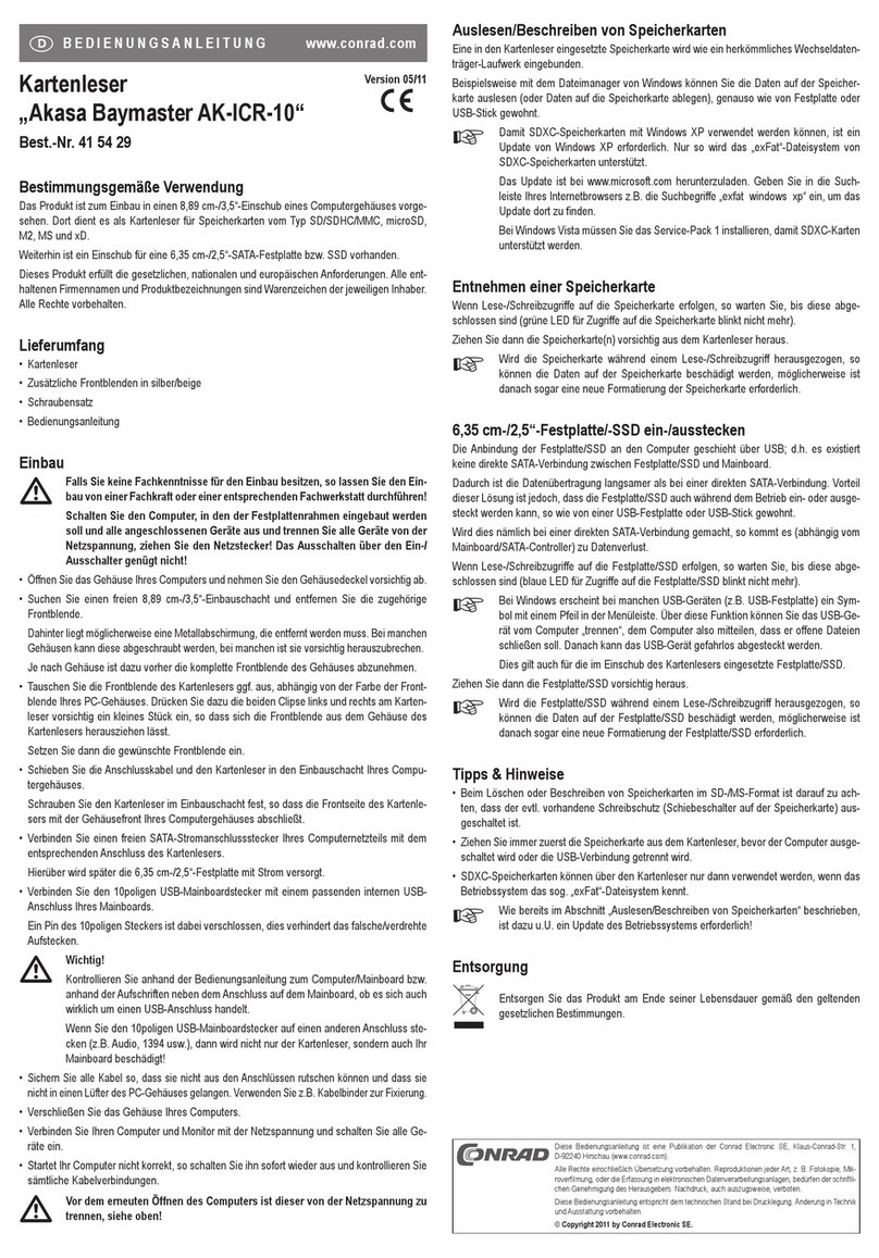 Conrad Akasa Baymaster AK-ICR-10 User manual Conrad Akasa Baymaster AK-ICR-10 User manual