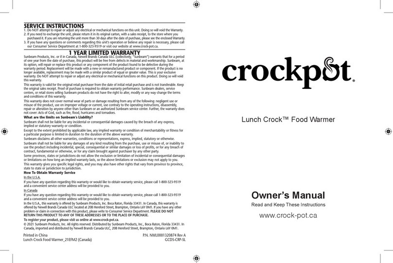 Crock-Pot Lunch Crock owner's manual Crock-Pot Lunch Crock owner's manual