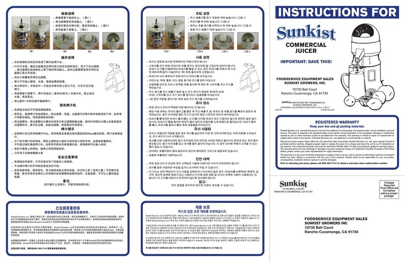 Sunkist Commercial Juicer instructions