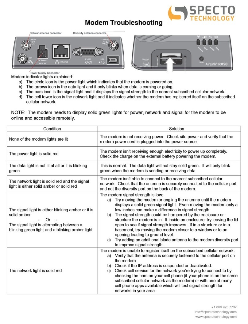 Specto Technology AirLink RV55 Troubleshooting