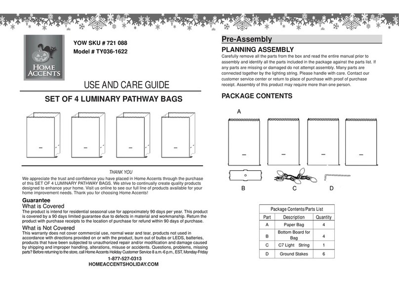 Home Accents TY036-1622 Use and care guide