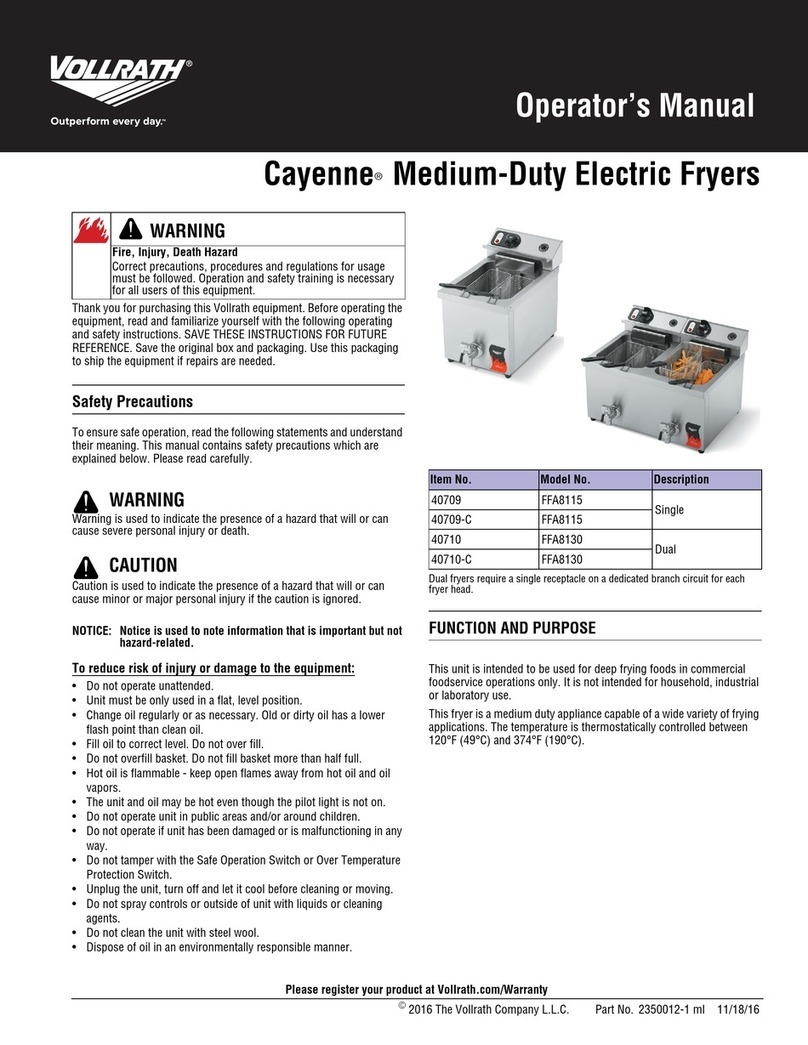 Vollrath Cayenne FFS8115 Operator's manual