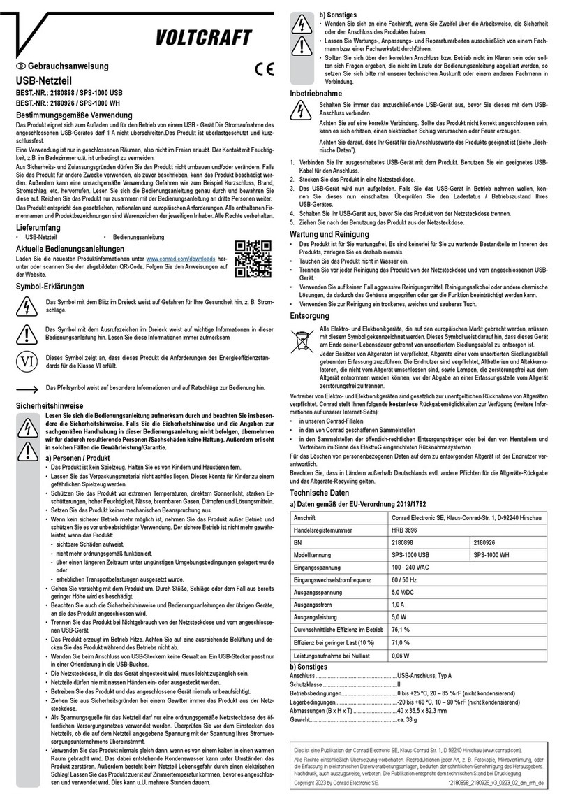 VOLTCRAFT SPS-1000 USB User manual