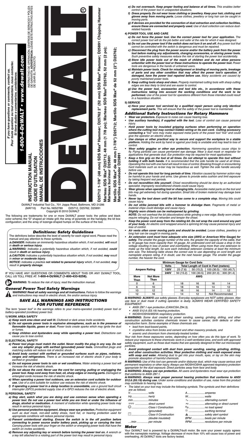 DeWalt SDS MAX D25712 User manual